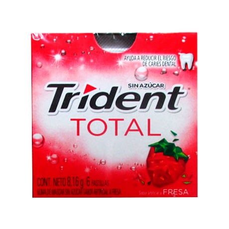 Chicle Trident Total Fresa Sin Azúcar X 6 Pastillas