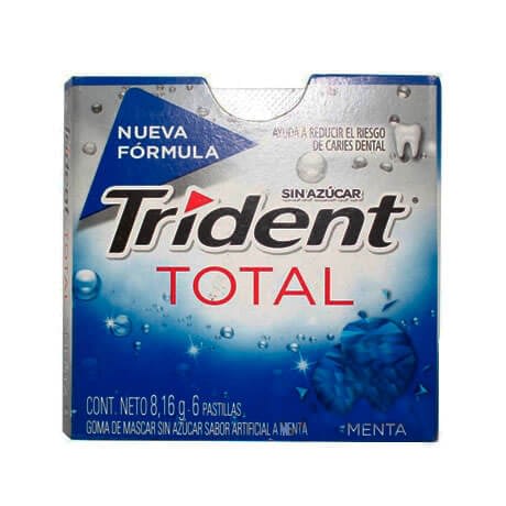 Chicle Trident Total Menta Sin Azúcar X 6 Pastillas