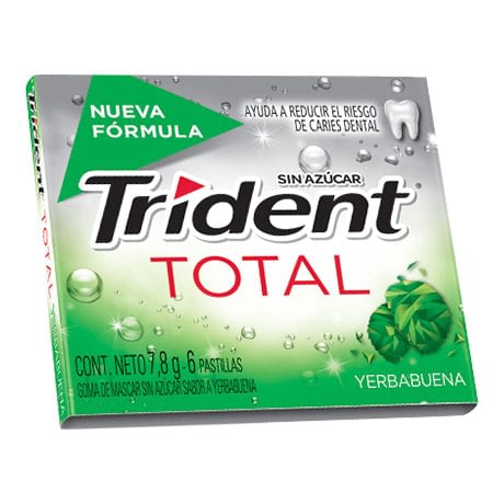 Chicle Trident Total Yerbabuena Sin Azúcar X 6 Pastillas